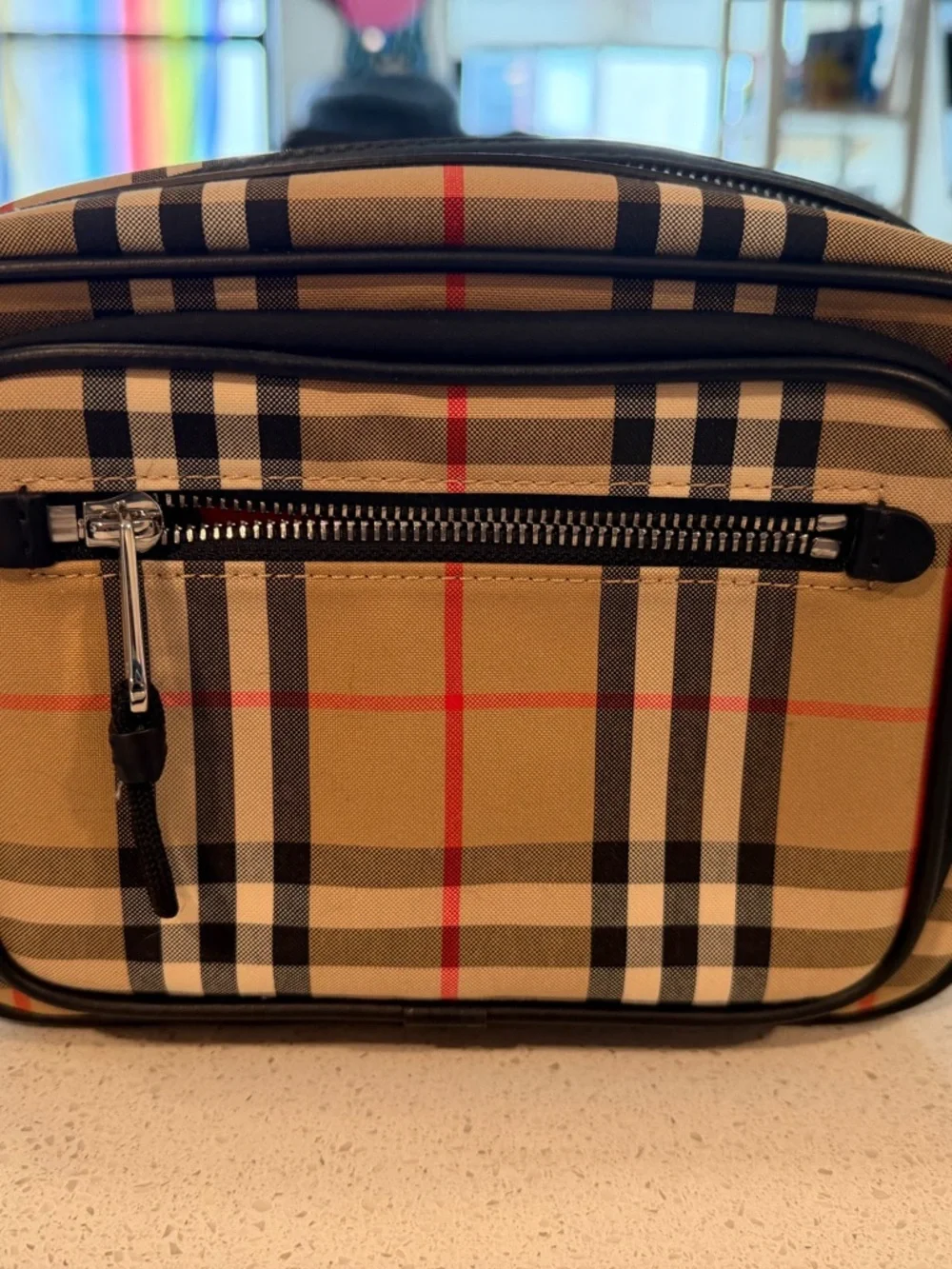 Burberry Tan Check Belt Bag with Black Trim - Picture 2 of 4
